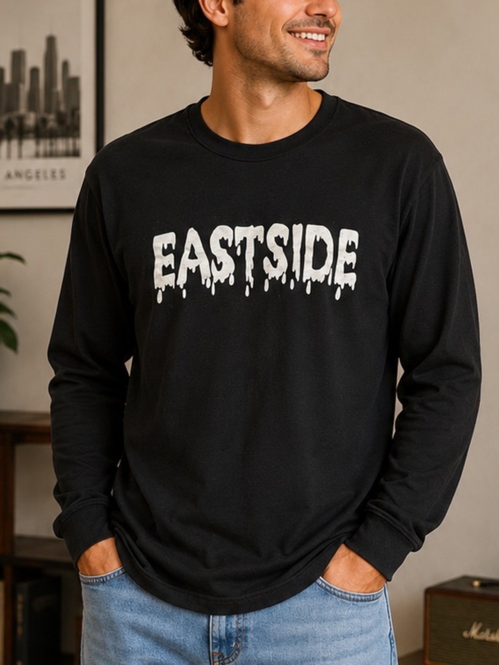 EASTSIDE Graphic Long Sleeve Tee - black XL